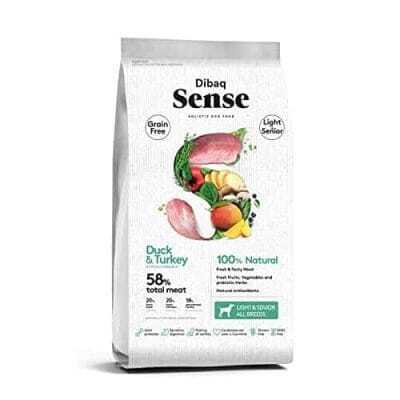 Dibaq Sense Light and Senior All Breed - Duck and Turkey (Hypoallergenic Meal for Older and Overweight Dogs with The Strength of L - Carnitine for Cardio Vascular Care